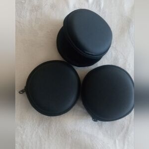 3 Black Zippered Earbuds Case Storage Bag Pouch Coin Purse Parts Holder